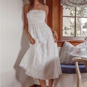Midi White Eyelet Dress